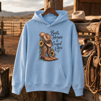 Boots Horses & Cowgirl Vibes Western Shirt, Cowgirl Boots Sunflower – Unisex Tshirt/Hoodie/Sweatshirt