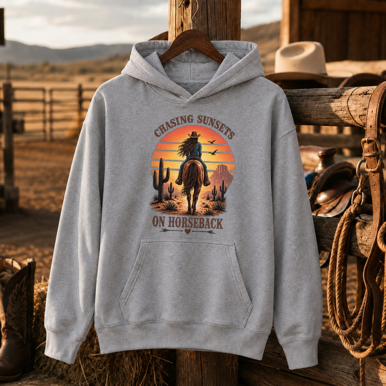 Chasing Sunsets Shirt, Horse Girl Tee, Western Cowgirl Gift for Women-Unisex Tshirt /Hoodie/Sweatshirt