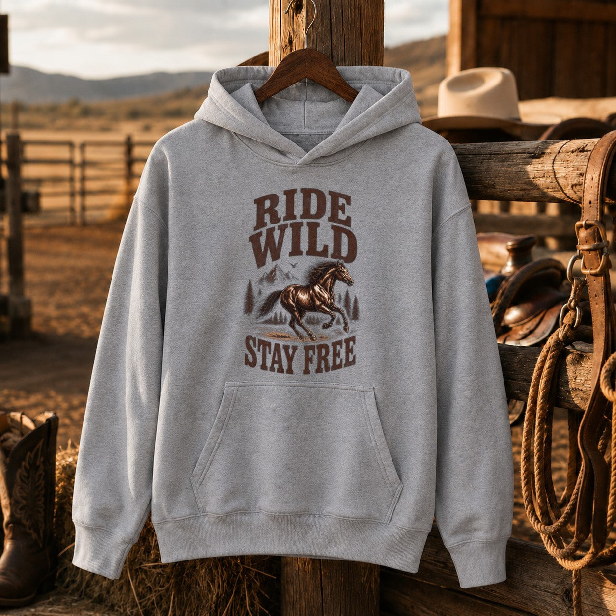 Ride Wild Stay Free Horse Shirt, Western Cowgirl Riding – Unisex Tshirt/Hoodie/Sweatshirt