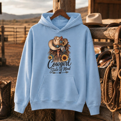 Cowgirl State Of Mind Western Shirt, Cowgirl Hat Sunflower – Unisex Tshirt/Hoodie/Sweatshirt
