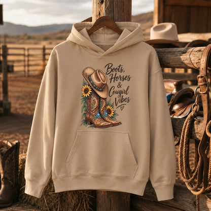 Boots Horses & Cowgirl Vibes Western Shirt, Cowgirl Boots Sunflower – Unisex Tshirt/Hoodie/Sweatshirt