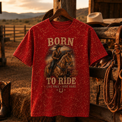 Born To Ride Western Cowboy Horse Design 3D T-Shirt
