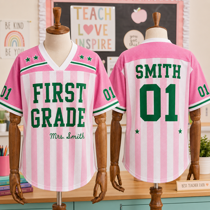 Custom Teacher Mesh Football Jersey, Personalized Name & Number Shirt