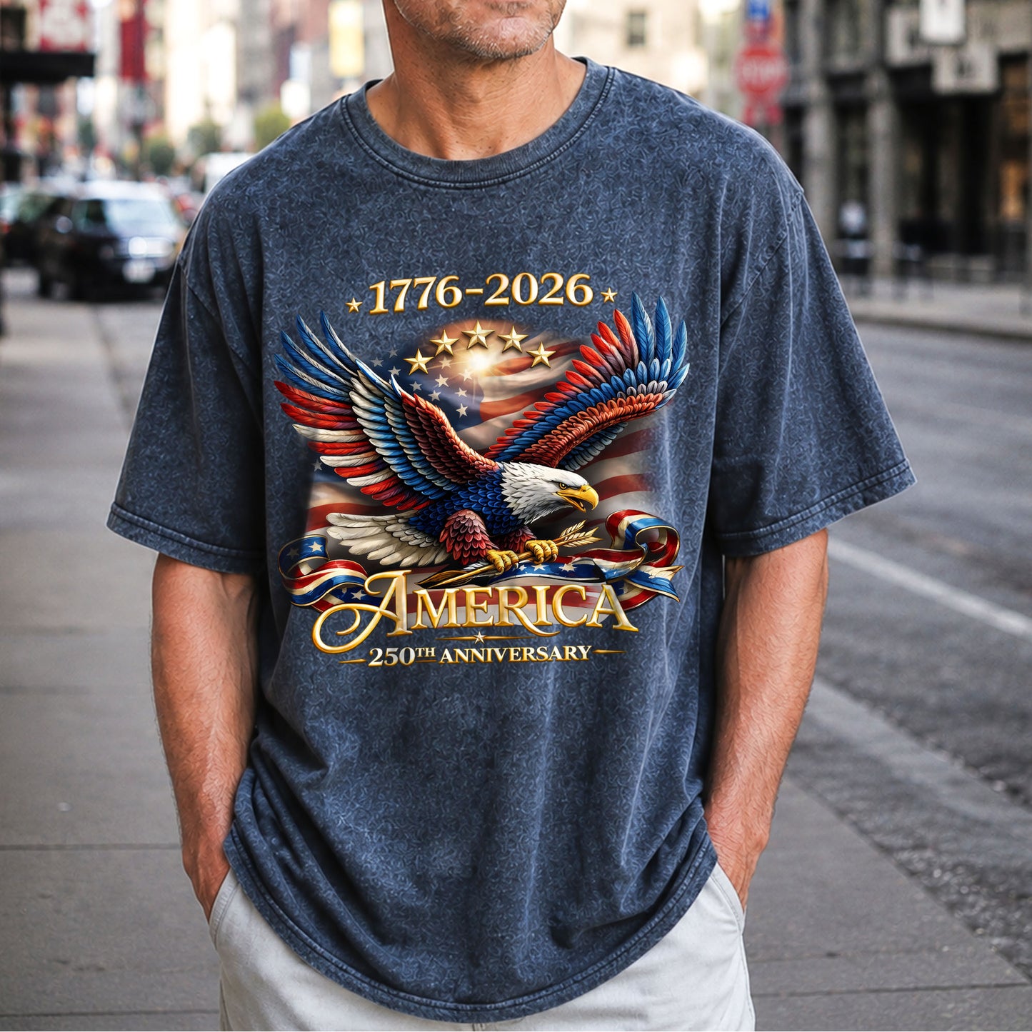 Washed T-Shirt | America 250th Anniversary Bald Eagle Patriotic Vintage 1776–2026 USA Independence Tee