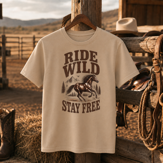 Ride Wild Stay Free Horse Shirt, Western Cowgirl Riding – Unisex Tshirt/Hoodie/Sweatshirt