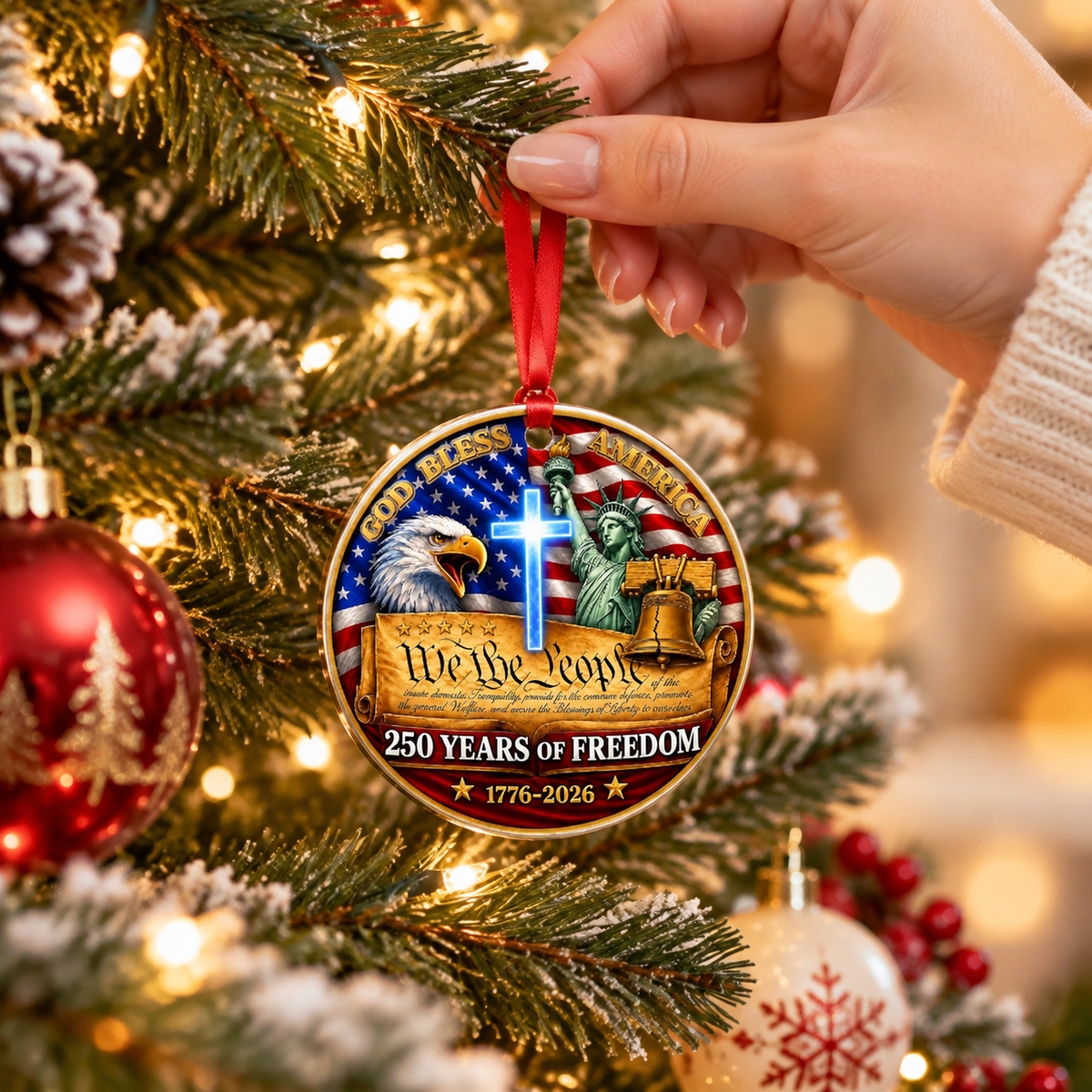 250 Years of Freedom 1776–2026 3-Inch Ornament – Liberty Bell & Eagle Holiday Keepsake