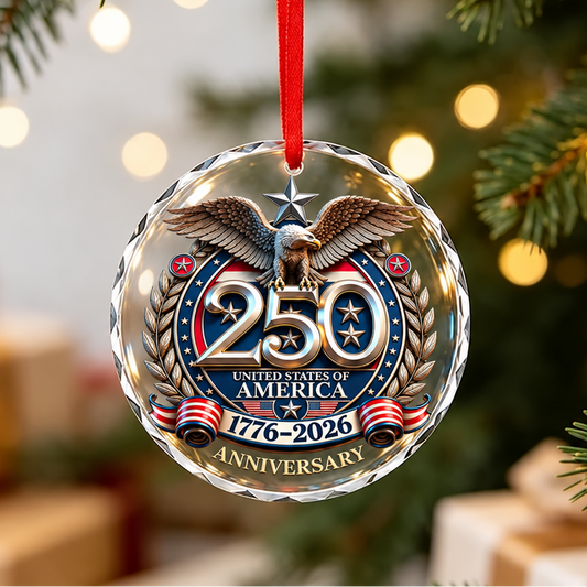 USA 250th Anniversary 3-Inch Glass Christmas Ornament-Glass
