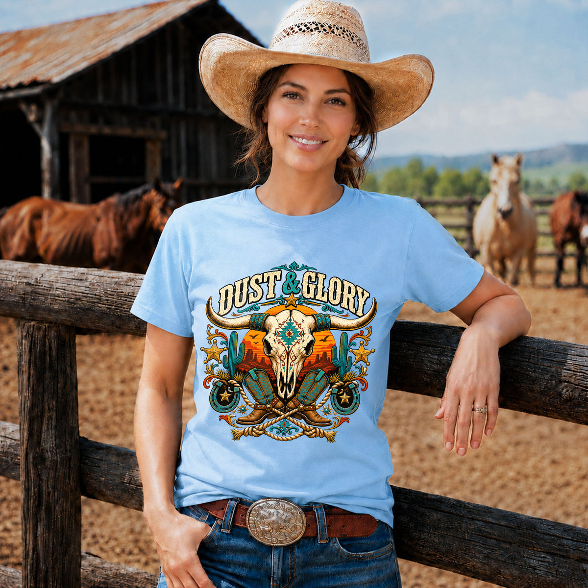 Dust & Glory Western Longhorn Graphic-Unisex Tshirt /Hoodie/Sweatshirt