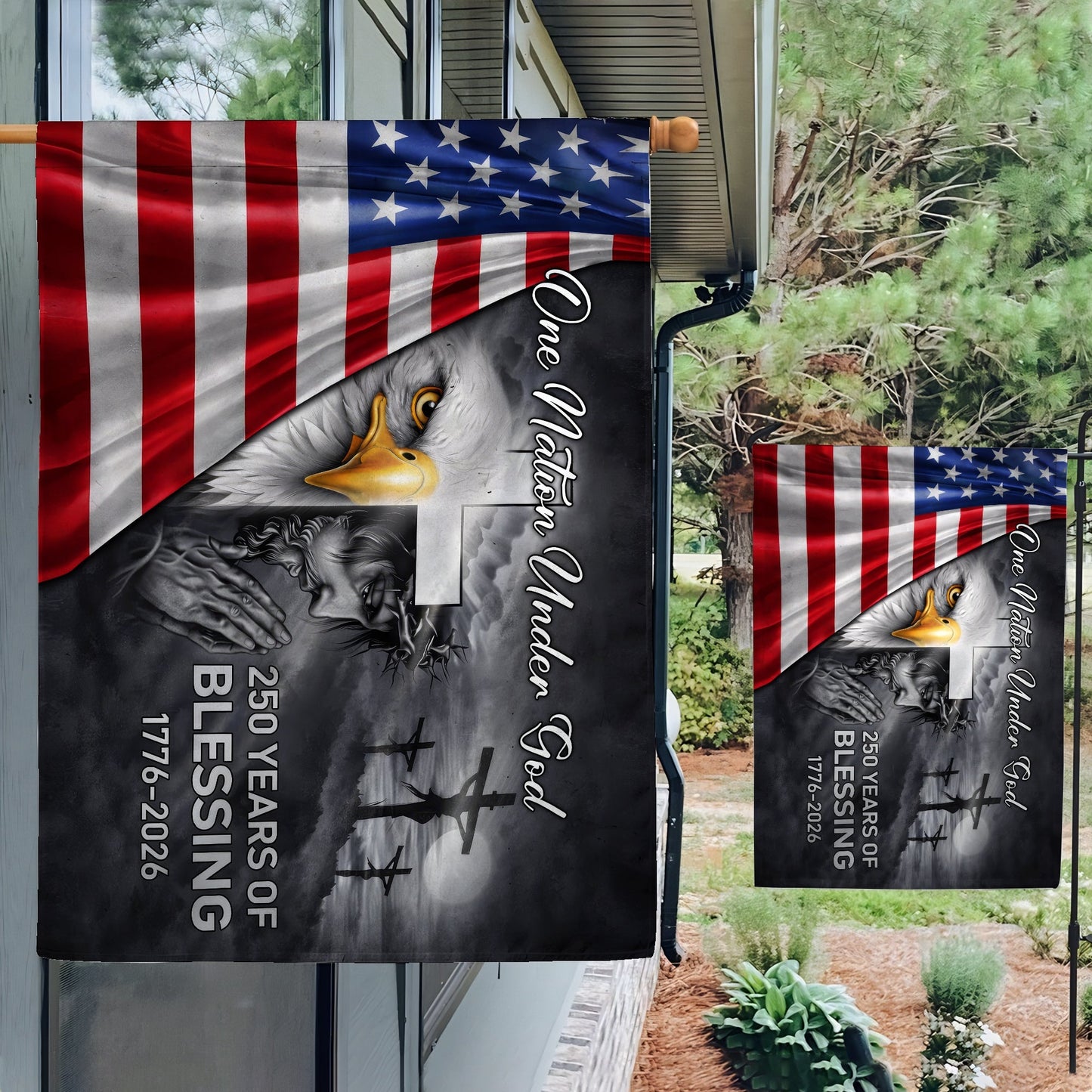 Patriotic 250th Anniversary 1776 2026 United States of America Semiquincentennial Grommet Flag