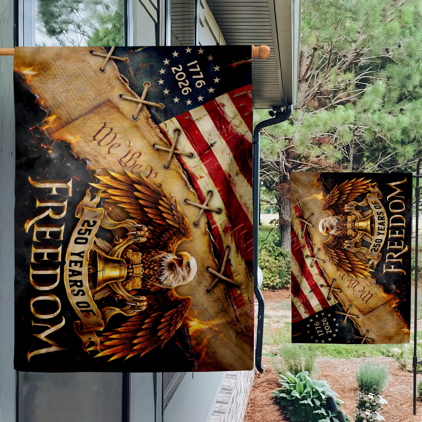 Patriotic 250th Anniversary 1776 2026 United States of America Semiquincentennial Grommet Flag