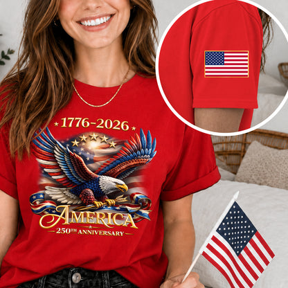 250th Anniversary USA Shirt – Eagle, Flag, and Stars Design, Unisex Tee for All Ages