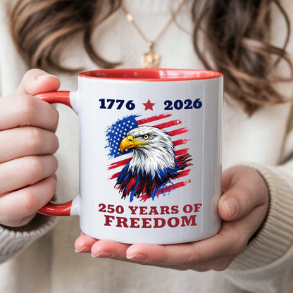 United States 1776–2026 250th Anniversary Bald Eagle Flag Patriotic Accent Coffee Mug
