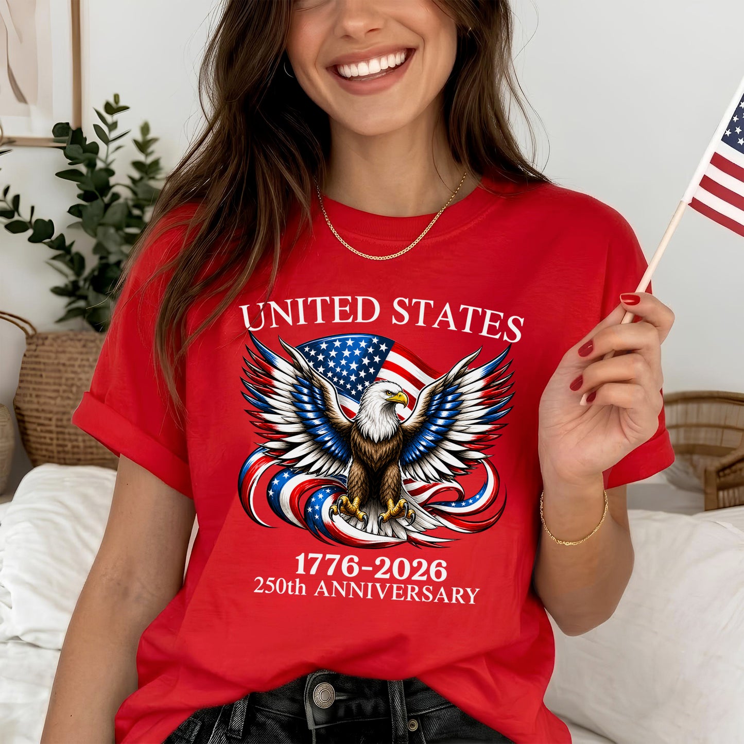 250th Anniversary USA Shirt – Eagle, Flag, and Stars Design, Unisex Tee for All Ages