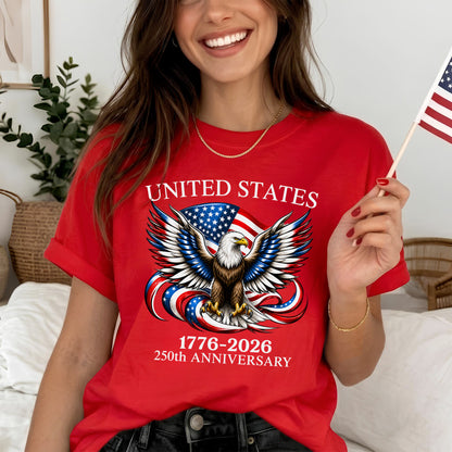 250th Anniversary USA Shirt – Eagle, Flag, and Stars Design, Unisex Tee for All Ages