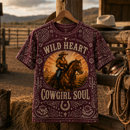 Country Cowgirl Horse Lover Western Design 3D T-Shirt