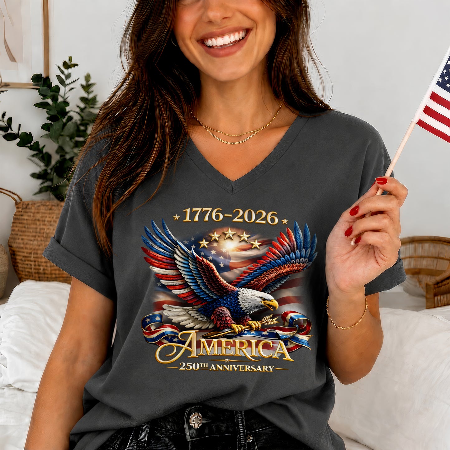 250th Anniversary USA Shirt – Eagle, Flag, and Stars Design, Unisex Tee for All Ages