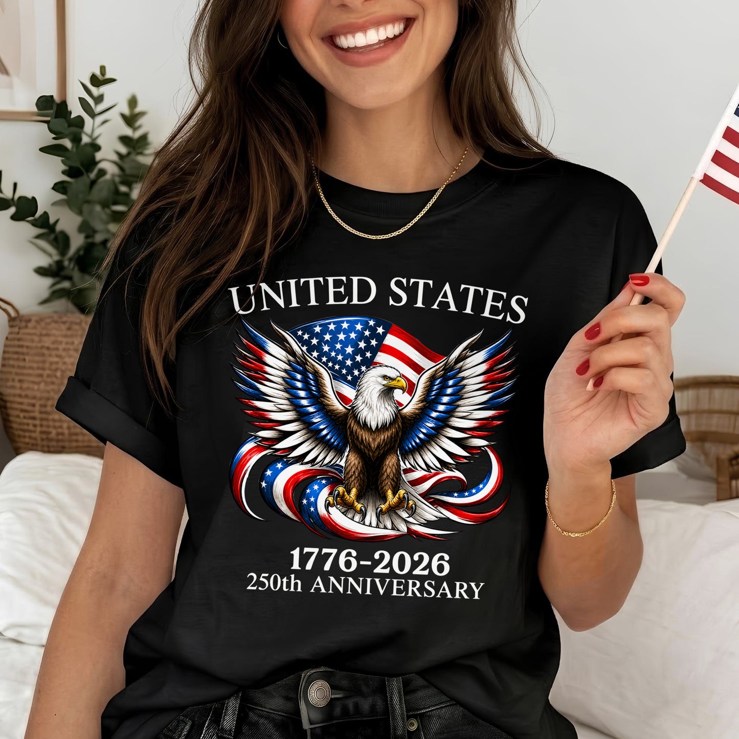250th Anniversary USA Shirt – Eagle, Flag, and Stars Design, Unisex Tee for All Ages