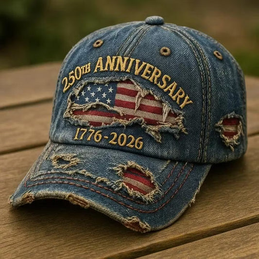 Vintage 250th Anniversary Embroidered Distressed Baseball Cap