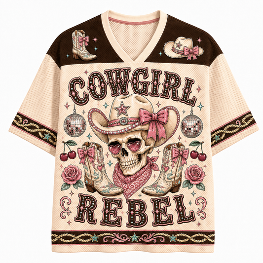Cowgirl Rebel Western Mesh Jersey – Skull & Cowboy Boots