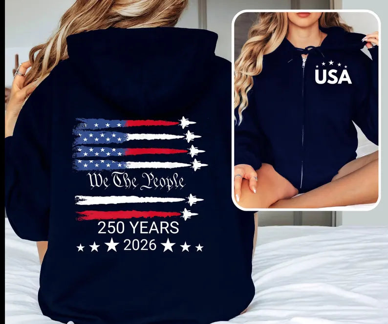 250th America Anniversary Freedom Zip  Hoodie - Two Sides