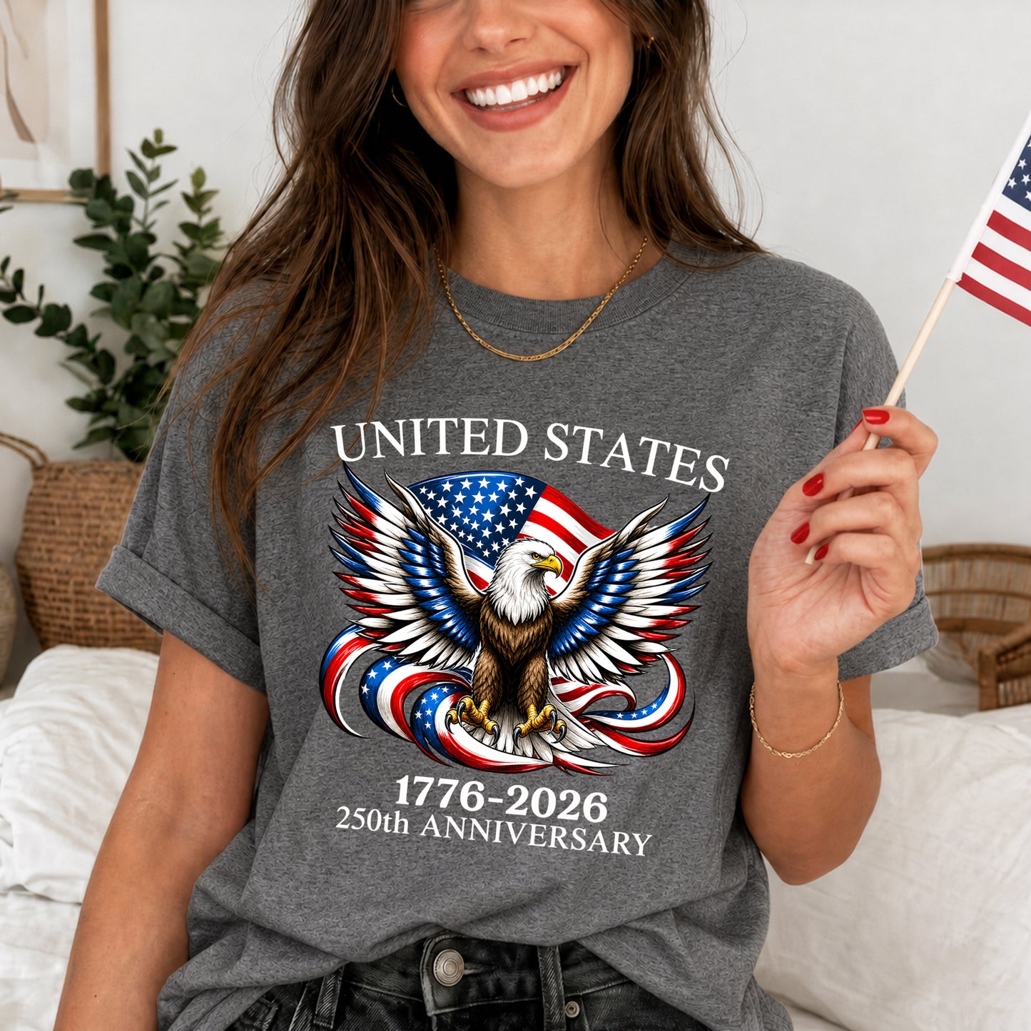 250th Anniversary USA Shirt – Eagle, Flag, and Stars Design, Unisex Tee for All Ages