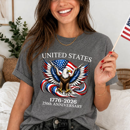 250th Anniversary USA Shirt – Eagle, Flag, and Stars Design, Unisex Tee for All Ages