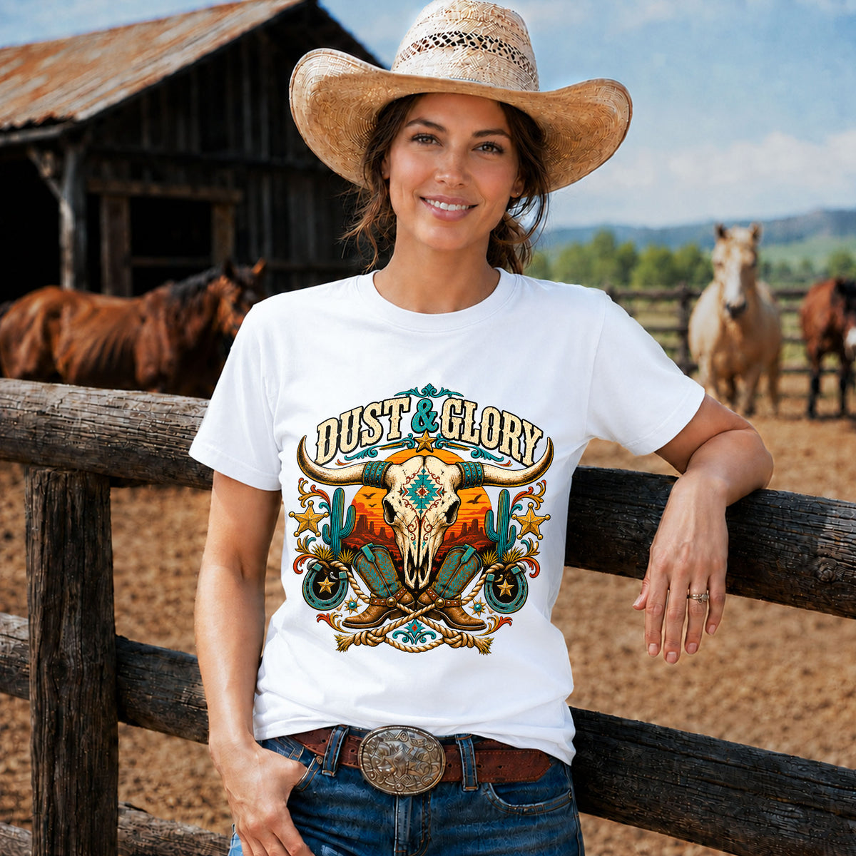 Dust & Glory Western Longhorn Graphic-Unisex Tshirt /Hoodie/Sweatshirt