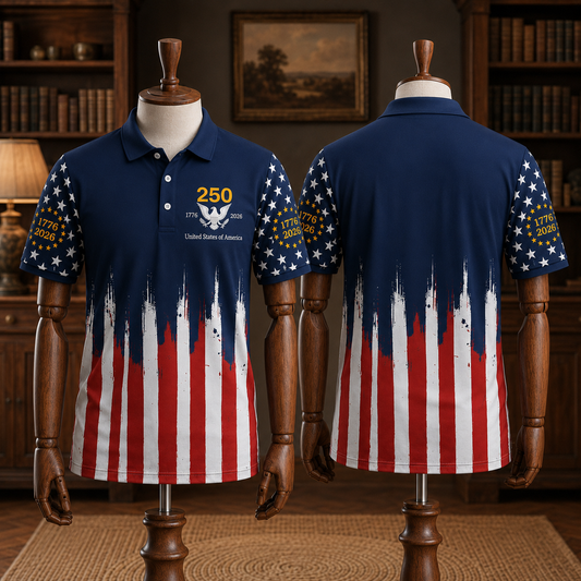 Patriotic USA 250th Anniversary 1776-2026 Polo Shirt