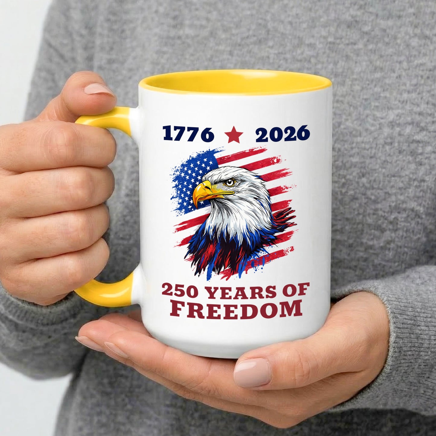 United States 1776–2026 250th Anniversary Bald Eagle Flag Patriotic Accent Coffee Mug