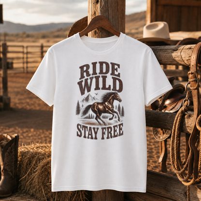 Ride Wild Stay Free Horse Shirt, Western Cowgirl Riding – Unisex Tshirt/Hoodie/Sweatshirt