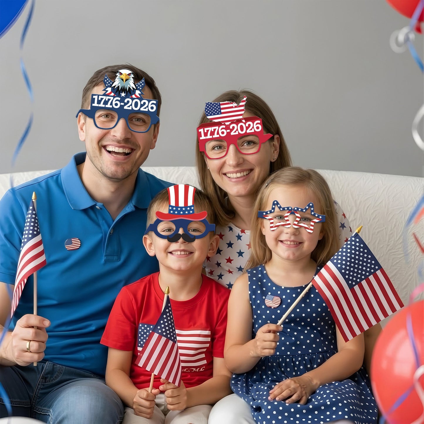 [Combo 13PCS] 250th Anniversary USA Patriotic Eyeglasses Party Decorations Paper Eyewear