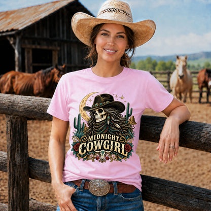 Midnight Cowgirl Western Skeleton Graphic T-Shirt-Unisex Tshirt /Hoodie/Sweatshirt