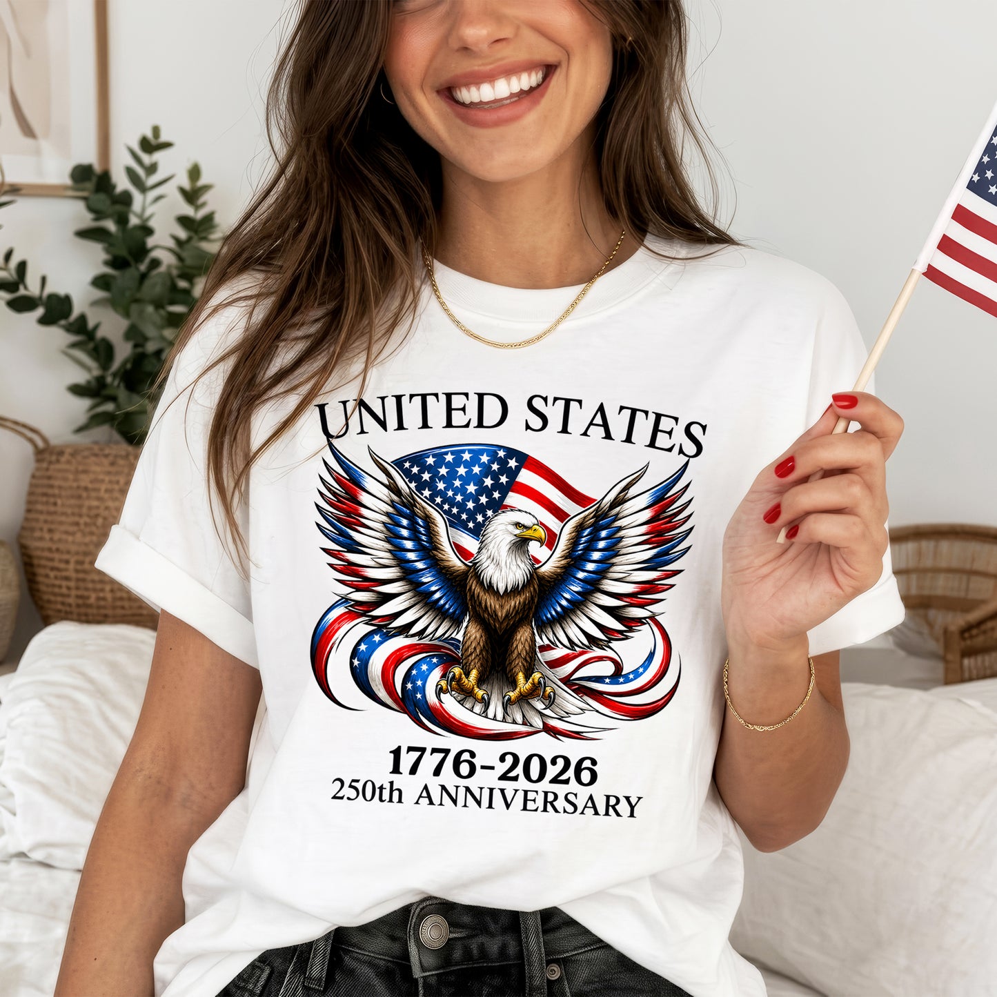250th Anniversary USA Shirt – Eagle, Flag, and Stars Design, Unisex Tee for All Ages