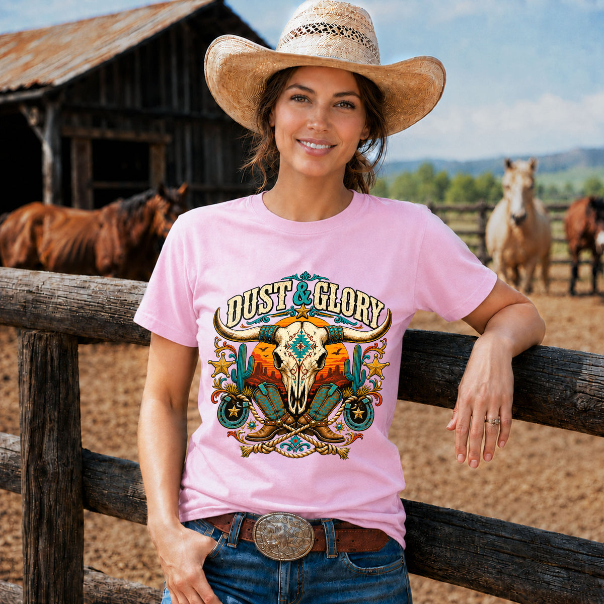 Dust & Glory Western Longhorn Graphic-Unisex Tshirt /Hoodie/Sweatshirt
