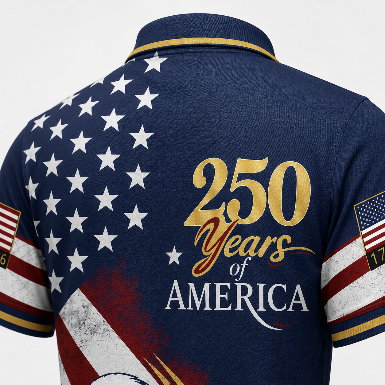 Patriotic USA Polo Shirt, Patriotic American Flag Eagle Golf Shirt