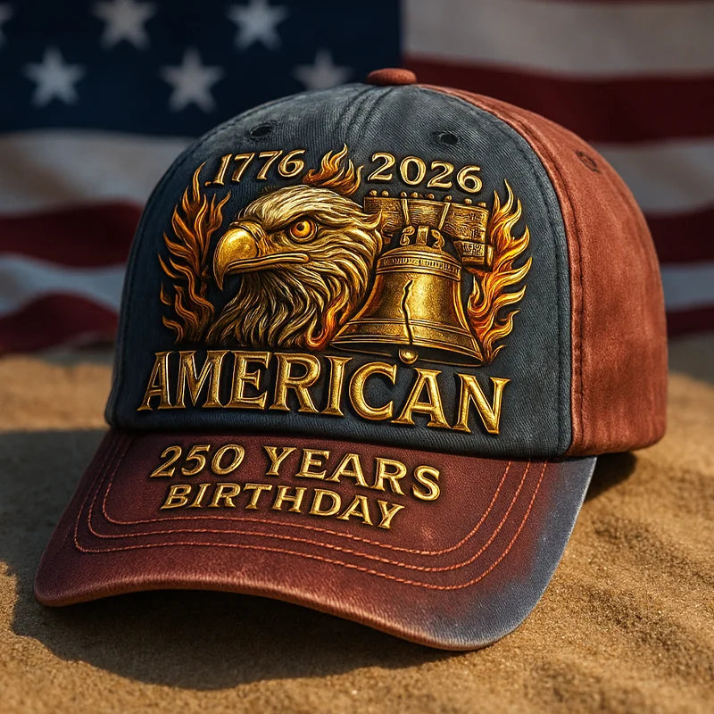 American 250 Years Anniversary Printed Hat, Patriotic American 250 Years Printed Cap , American Eagle Liberty
