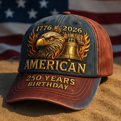 American 250 Years Anniversary Printed Hat, Patriotic American 250 Years Printed Cap , American Eagle Liberty