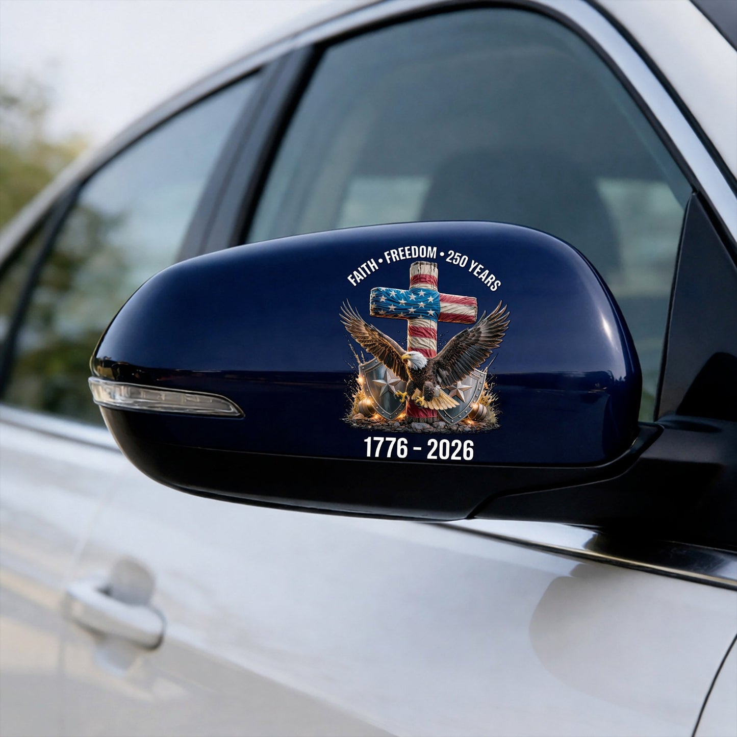 🔥 LIMITED TIME OFFER – Faith & Freedom USA Eagle Cross 250th UV DTF 3D Decal (1776–2026)