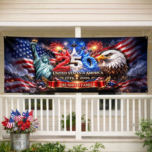 Custom Outdoor Banner – Personalized America 250th Gifts for Family