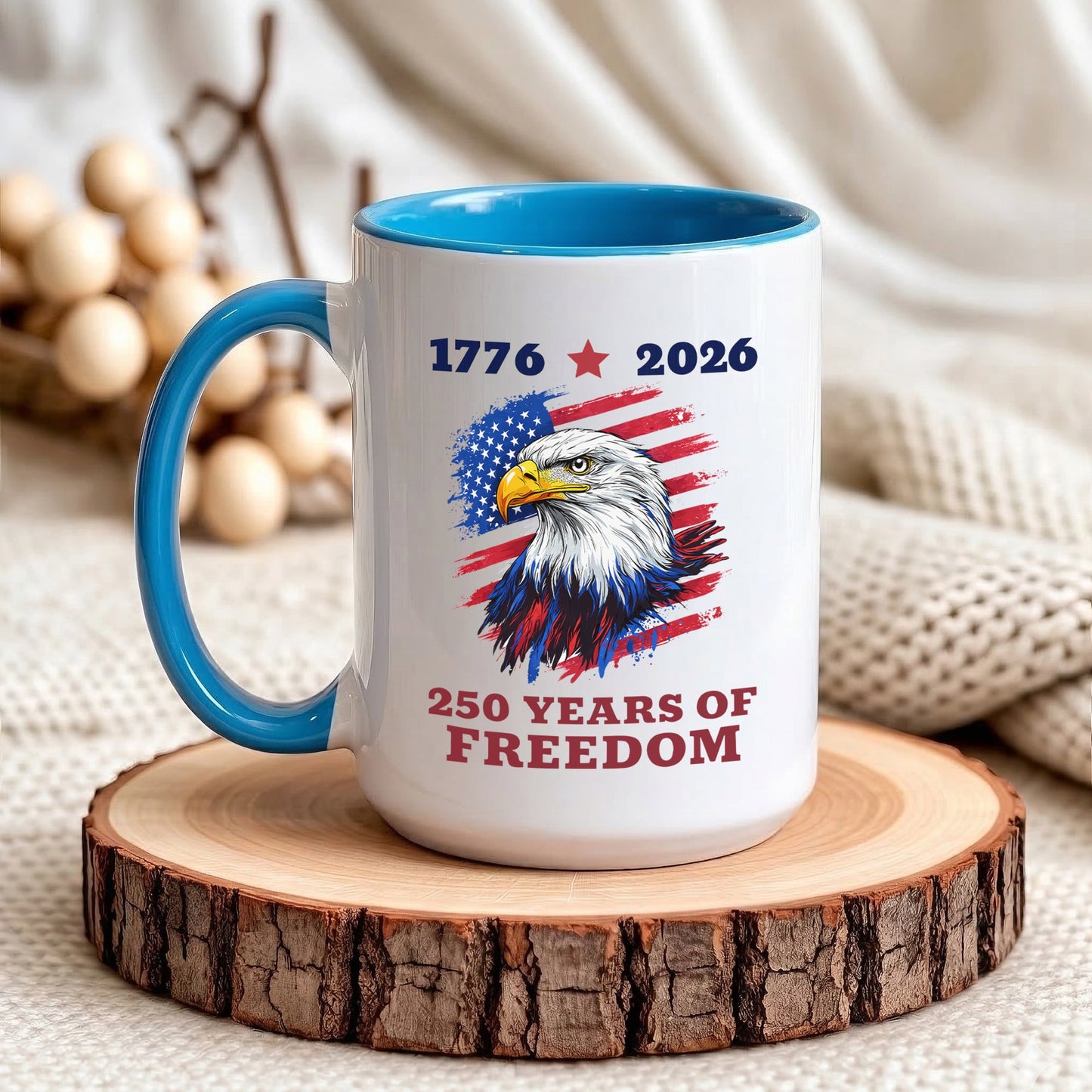 United States 1776–2026 250th Anniversary Bald Eagle Flag Patriotic Accent Coffee Mug