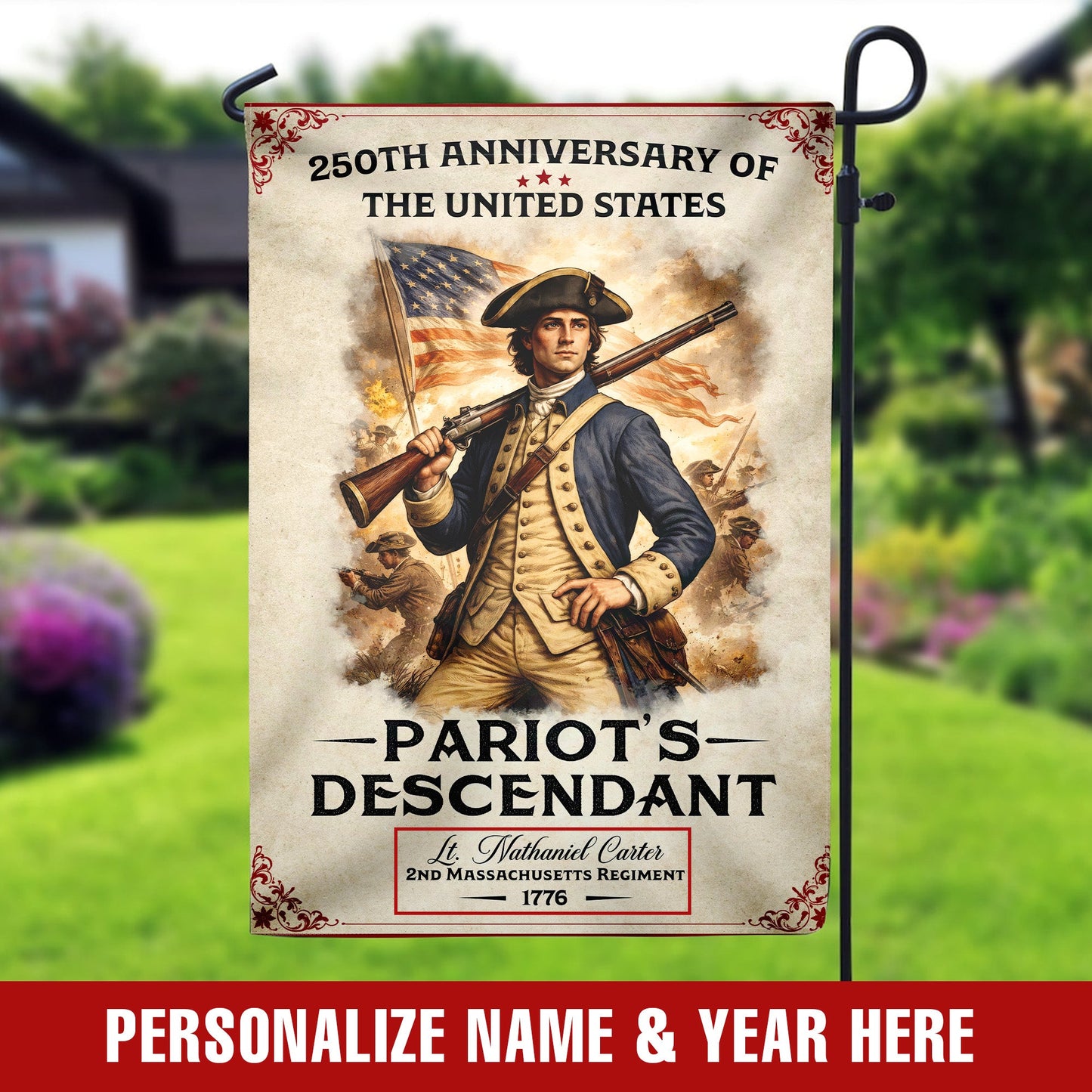 250th Anniversary Flag - Personalized Patriotic Flag with US History and Patriot Legacy