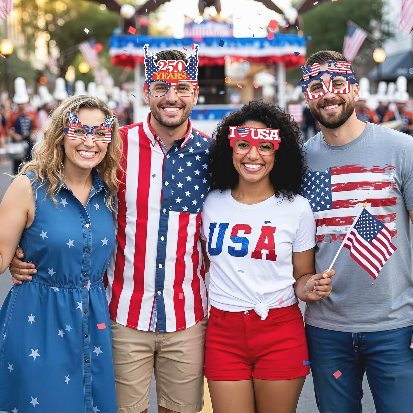 [Combo 13PCS] 250th Anniversary USA Patriotic Eyeglasses Party Decorations Paper Eyewear