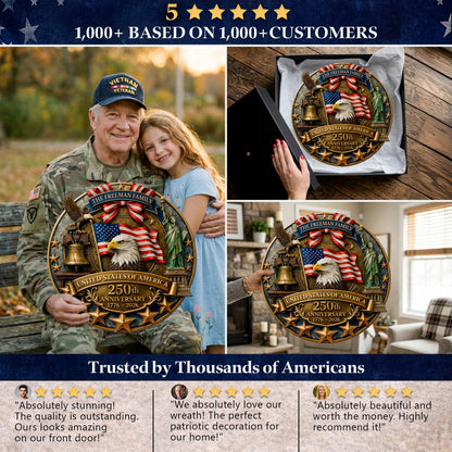 Custom Family Name Wood Sign- Personalized America 250th Anniversary Gifts For Mom, Dad, Brother, Sister, Kids - Family Forever United