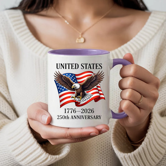 United States 1776–2026 250th Anniversary Bald Eagle Flag Patriotic Accent Coffee Mug
