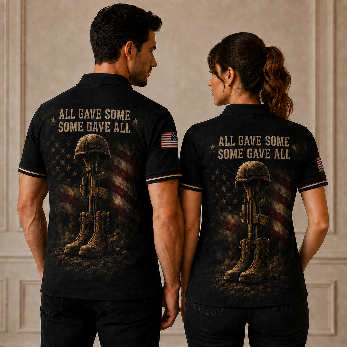 Proud Veteran Eagle Polo Shirt – Black American Flag Patriotic Military Tribute Polo