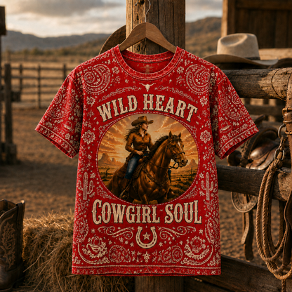 Country Cowgirl Horse Lover Western Design 3D T-Shirt