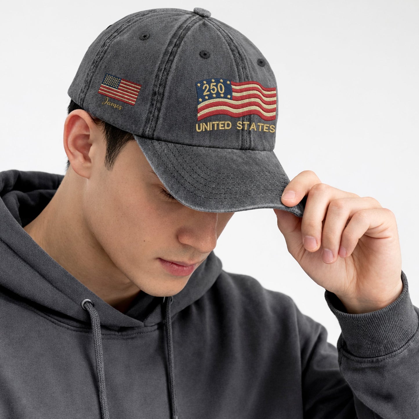 Custom Embroidered USA 250th Anniversary Hat – Personalized United States Flag Cap with Name, 1776-2026