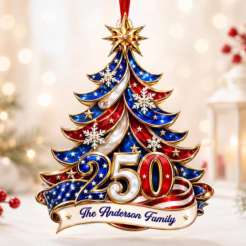 Custom 250th America 2D Acrylic Tree Ornament