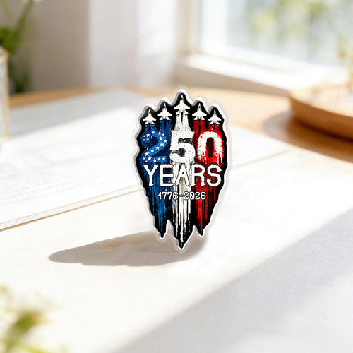 USA 250th Anniversary Freedom Shield Acrylic Pins – Gold Brooch Set for Jackets, Hats & Gifts