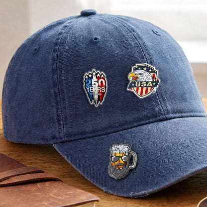 USA 250th Anniversary Freedom Shield Acrylic Pins – Gold Brooch Set for Jackets, Hats & Gifts